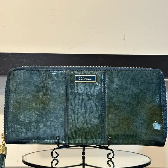 Cole Haan Travel Clutch Voyage Collection Moroccan Blue Large Zip Around Wallet - Picture 3 of 12